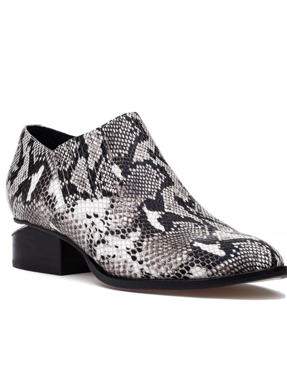 SILENT D x Anthropologie ivtay snake python printed stack heel booties sz 6